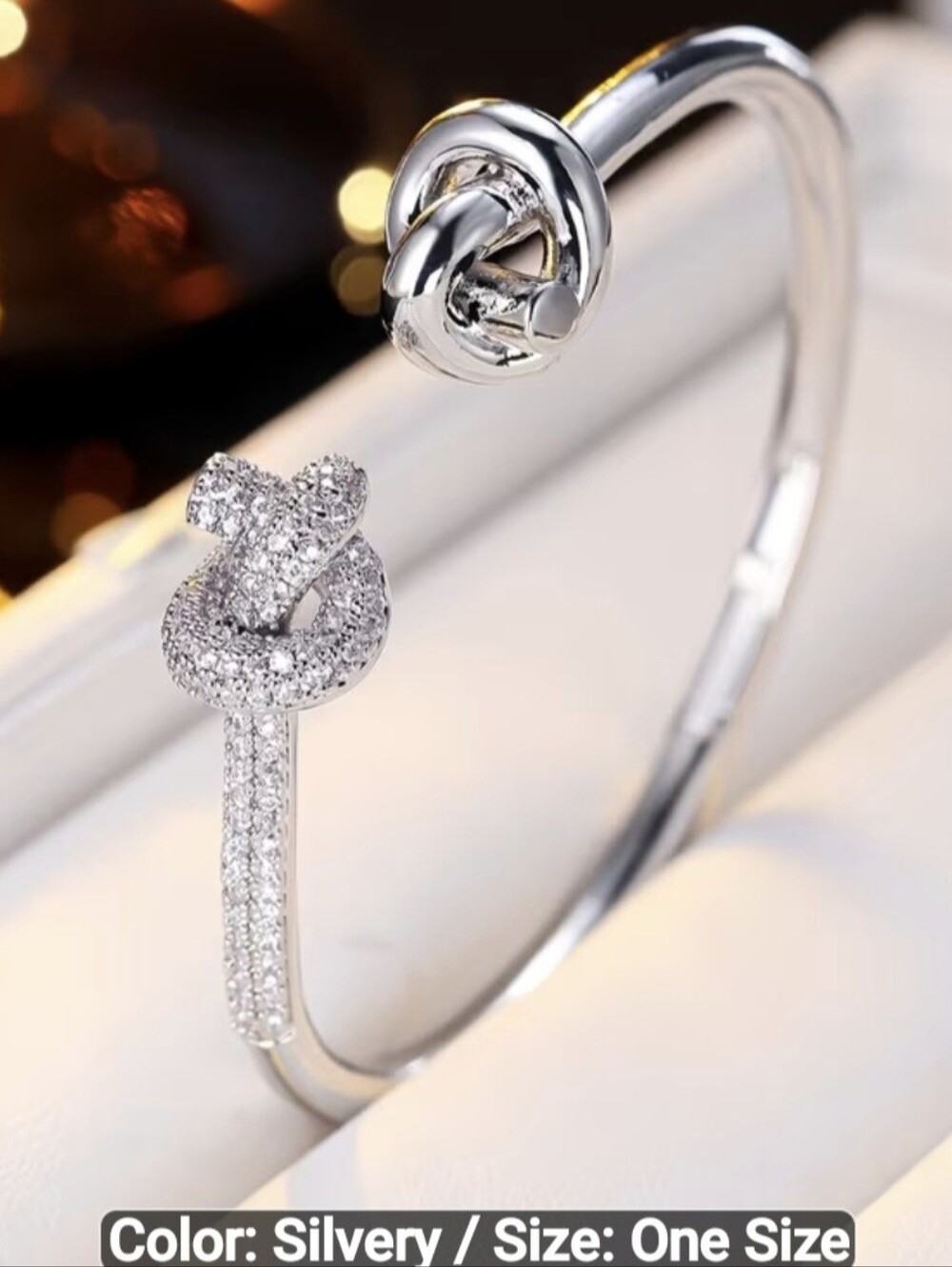 🪢🪢NEW🪢🪢GORGEOUS!! CZ Double KNOT Bangle Bracelet In SILVER Plating